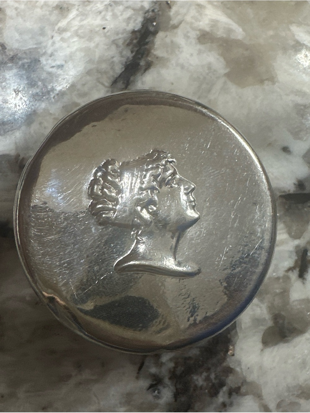 Vintage Silver Tone collapsible cup  with Profile Relief